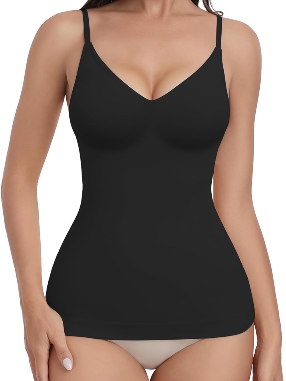 Seamless Shaping Cami with Adjustable Straps black size medium